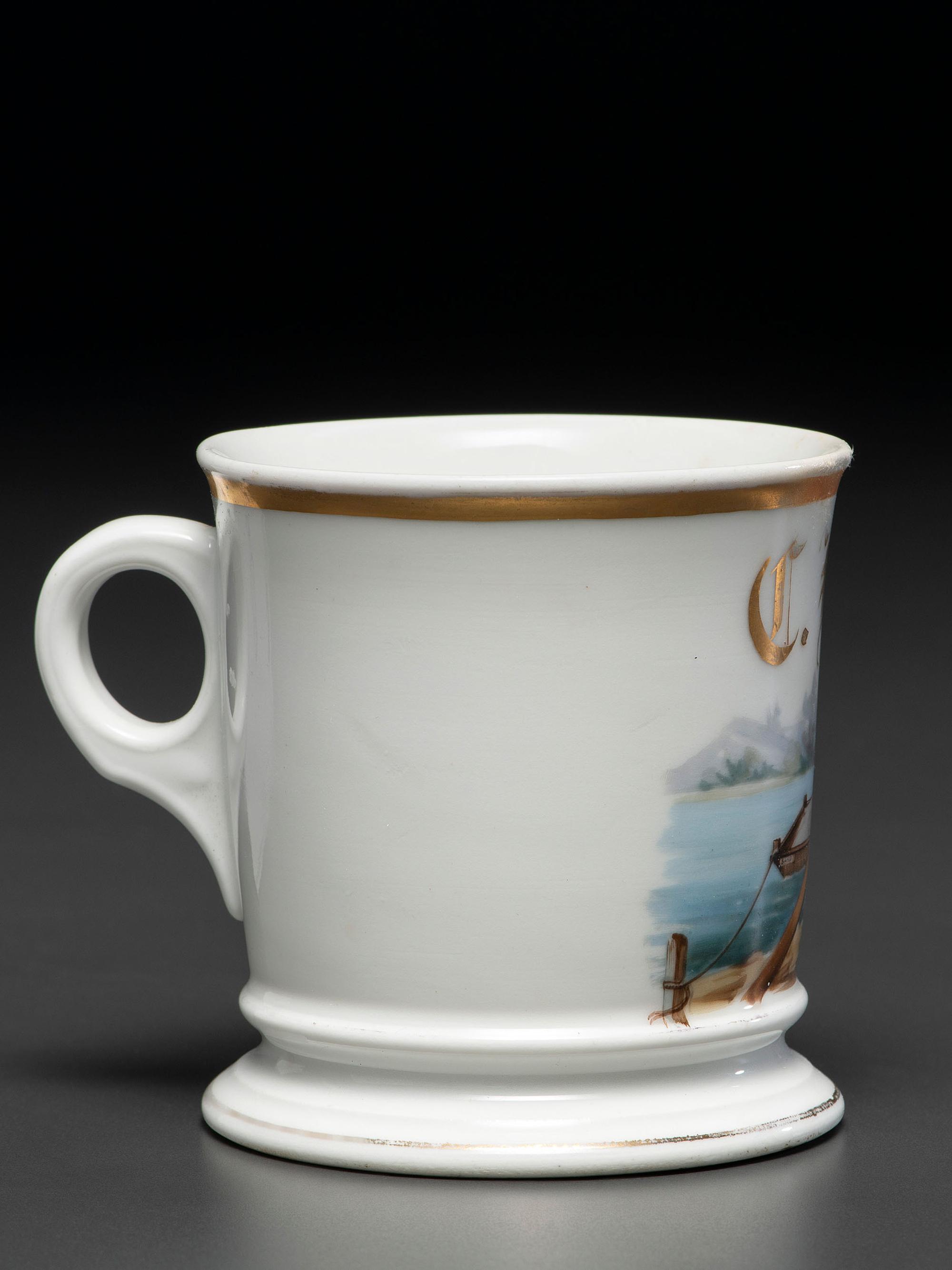 A Barge Tender's Porcelain Occupational Shaving Mug