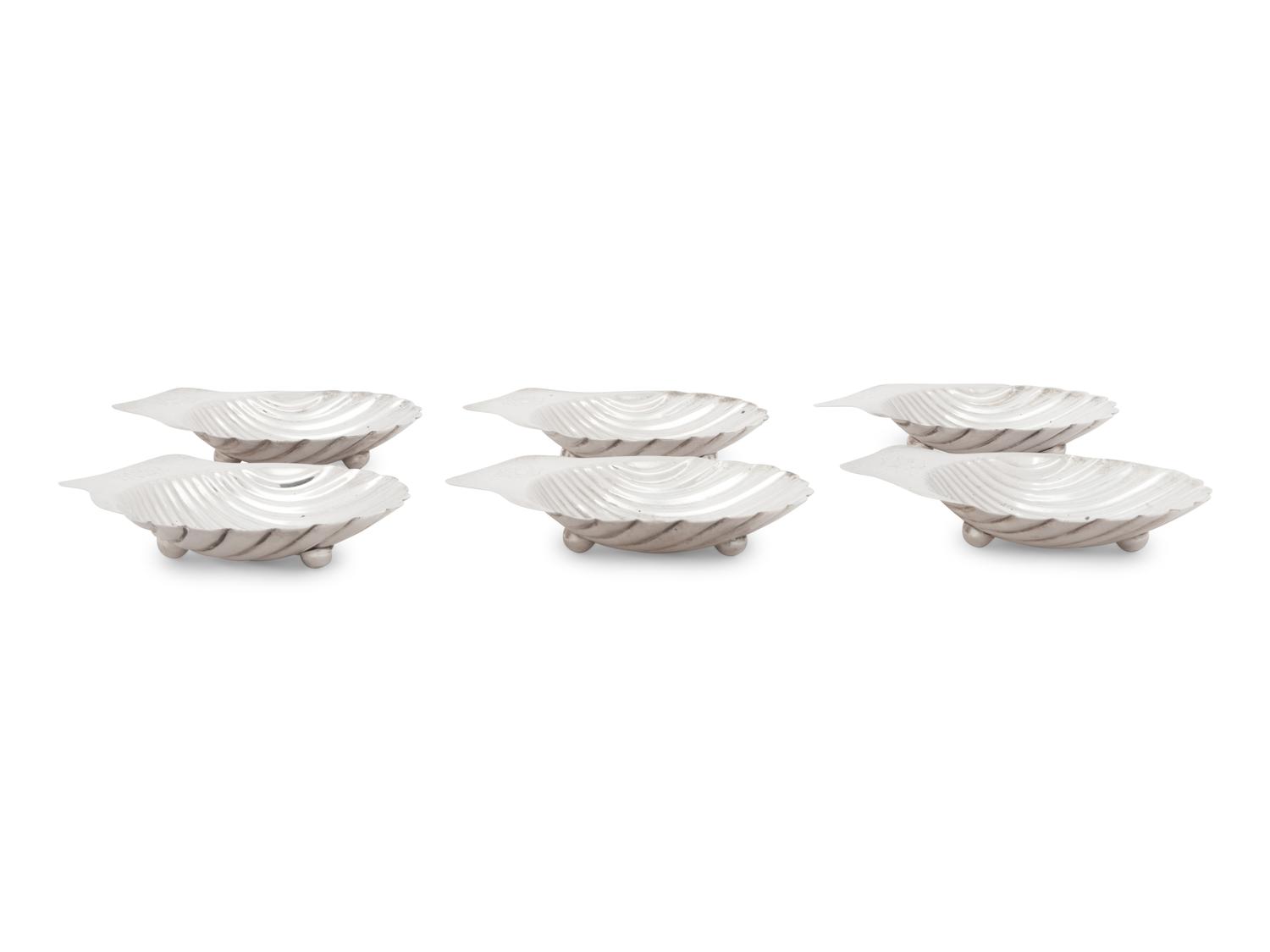 Six Mexican Silver Shell-Shaped Dishes