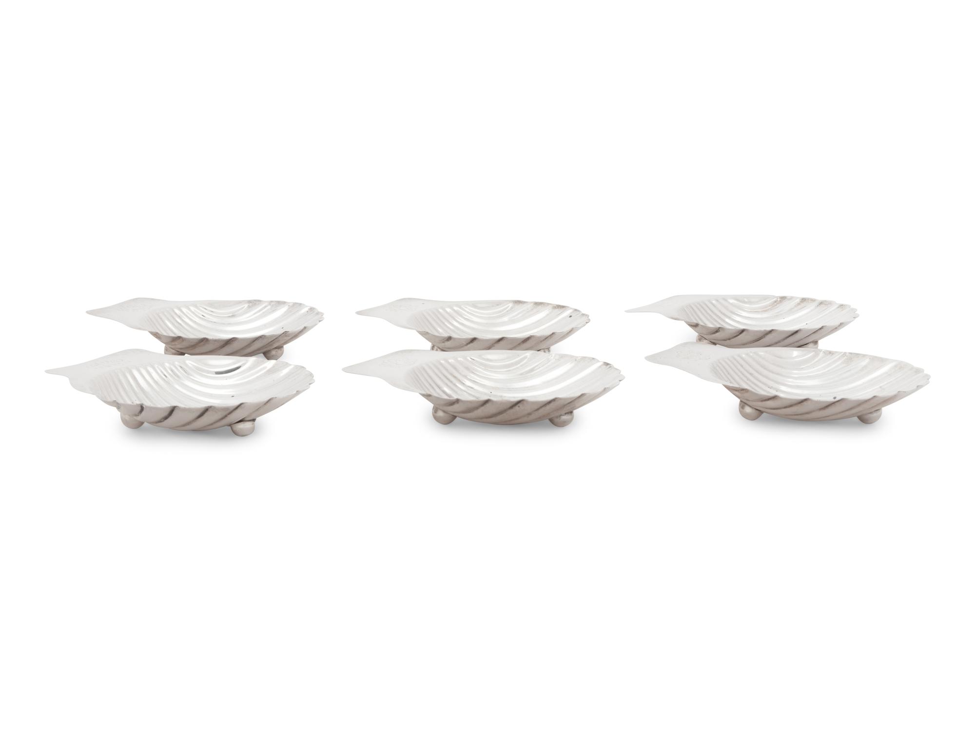 Six Mexican Silver Shell-Shaped Dishes