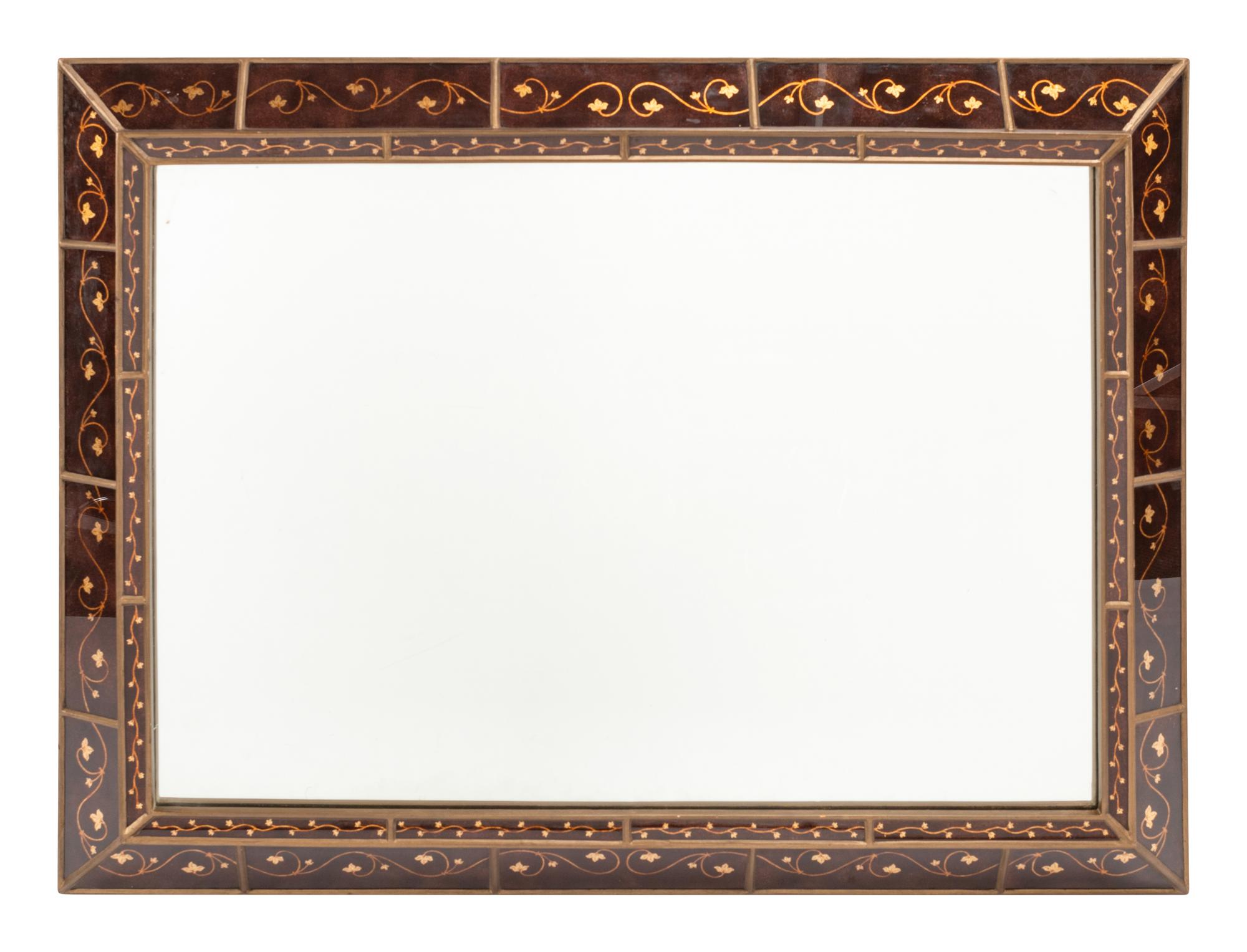 An Eglomisé Decorated Mirror