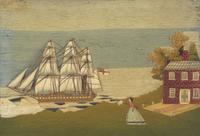 A Rare Sailor-Made Woolwork Picture, The Farewell, 19th Century