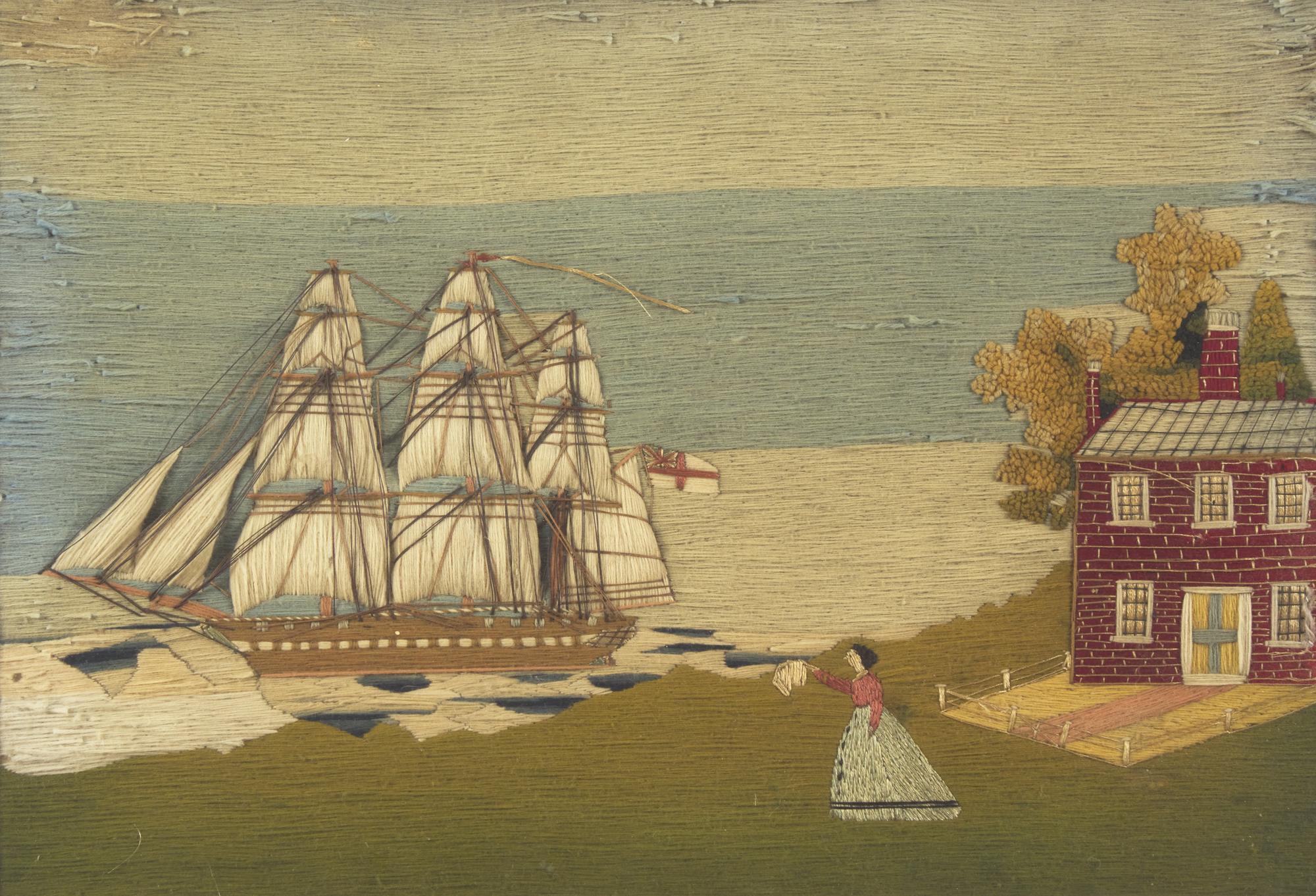 A Rare Sailor-Made Woolwork Picture, The Farewell, 19th Century