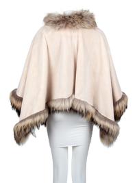 David Green Cream Chinchilla Cape with Fox Trim, late 1990's-2000's