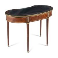 A Louis XVI Style Gilt Bronze Mounted Parquetry Writing Table