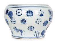 Three Chinese Blue and White Planters — 20TH CENTURY