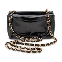 Chanel, Small Camellia Flap Bag in Black Patent Leather