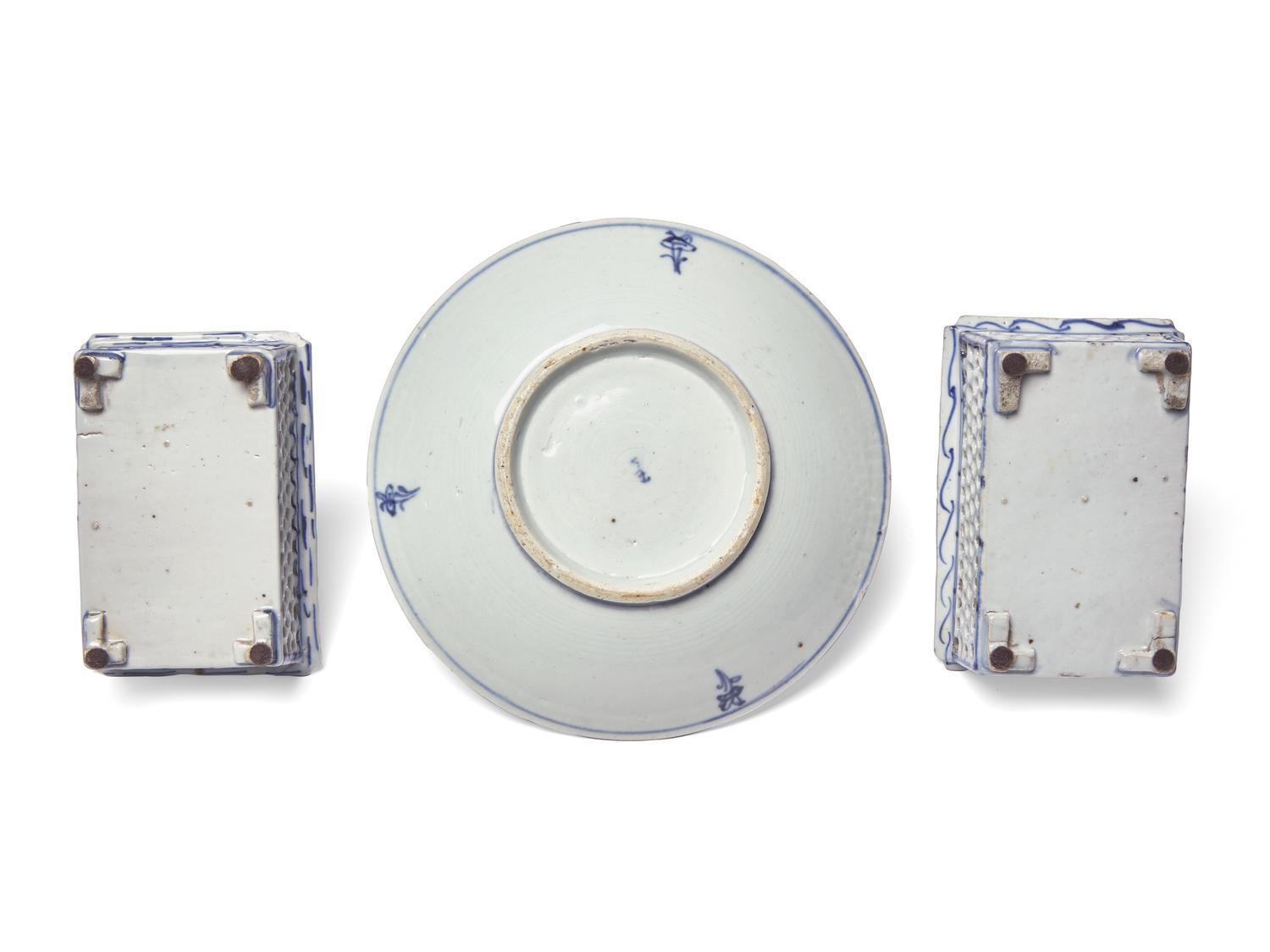 Three Chinese Blue and White Porcelain Wares