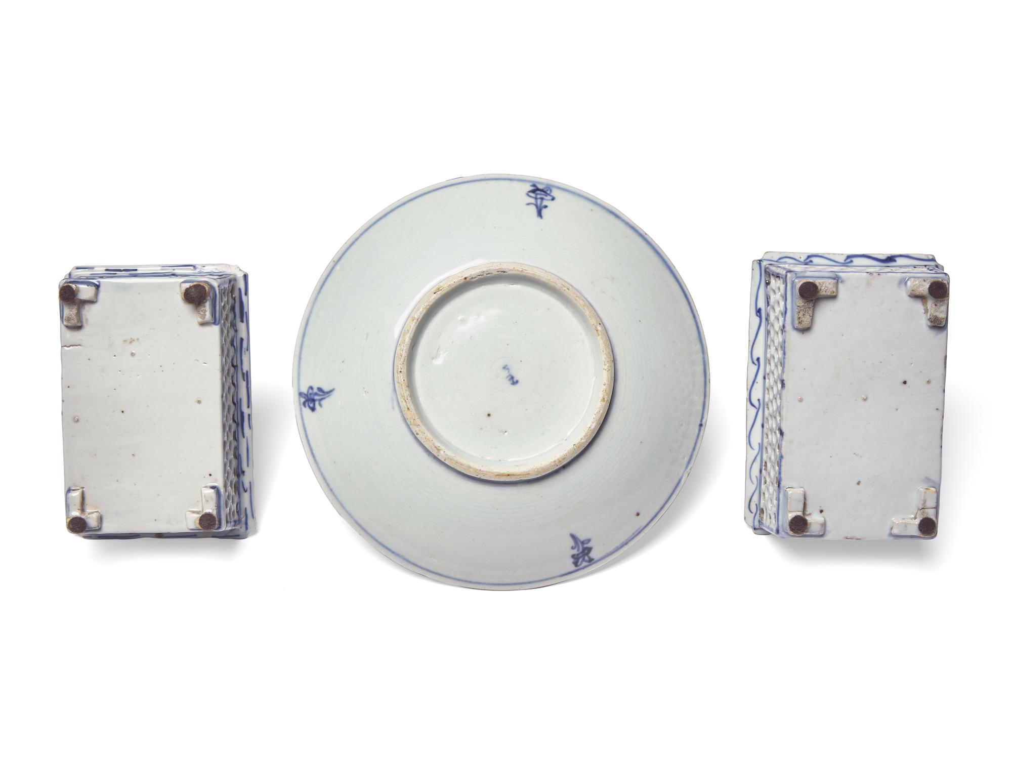 Three Chinese Blue and White Porcelain Wares
