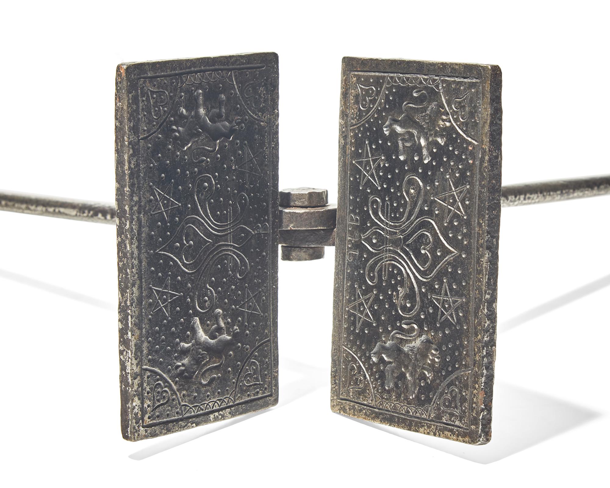 A Group of Five Wrought Iron Waffle Irons, French and Flemish, Late 18th and 19th Century