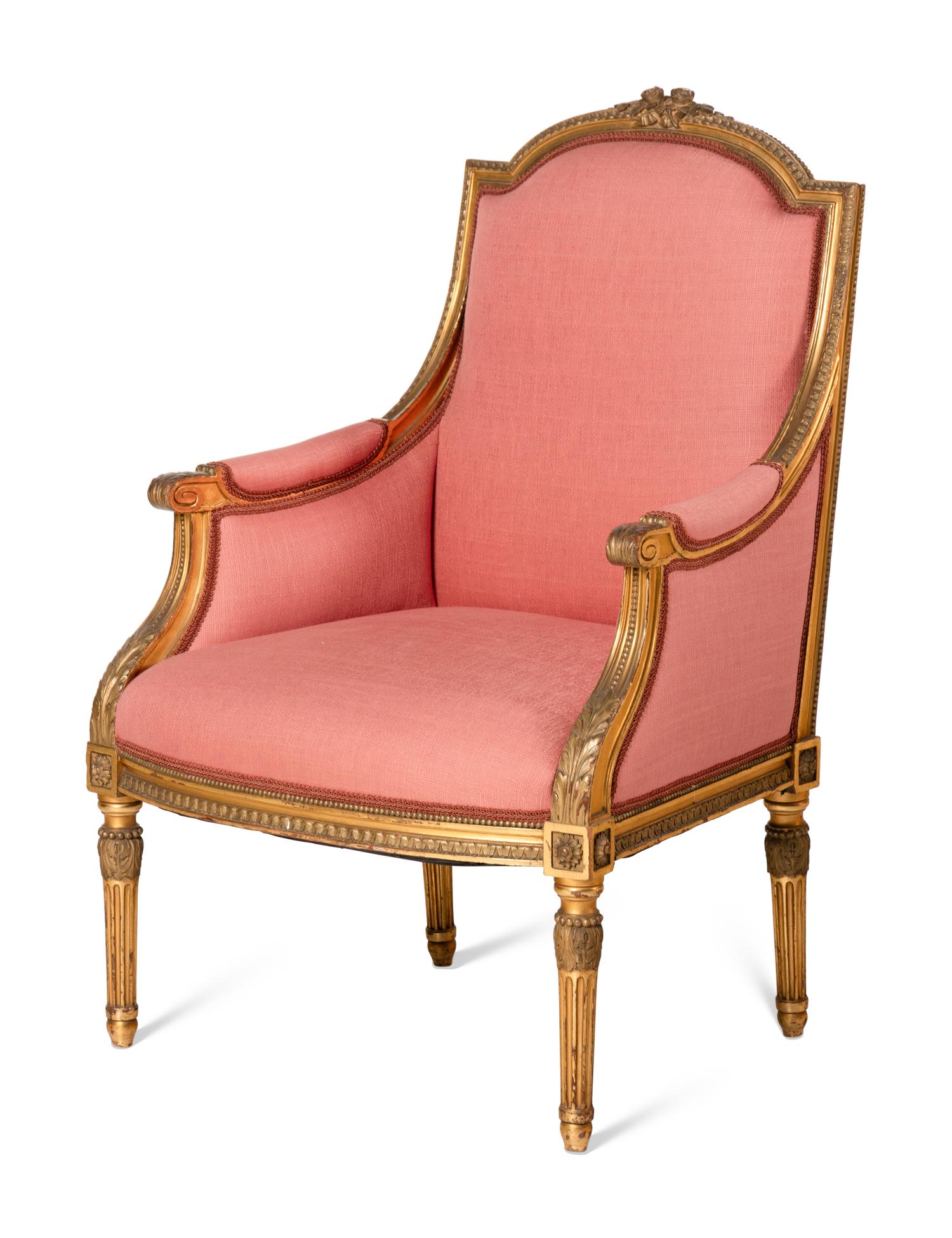 A Louis XVI Style Giltwood Three-Piece Seating Suite