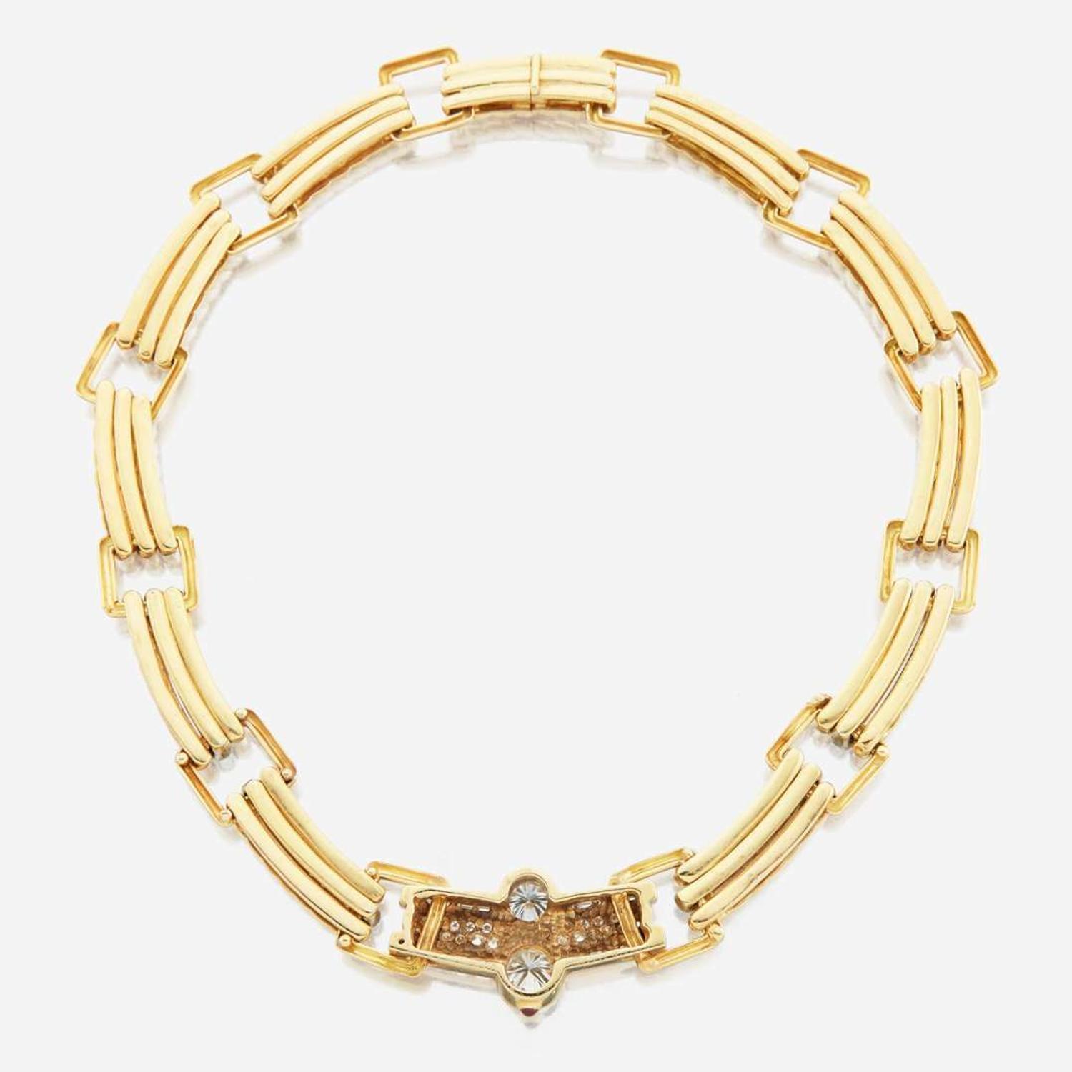 A diamond and gold necklace