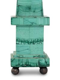 A Pair of Malachite Veneered Obelisks