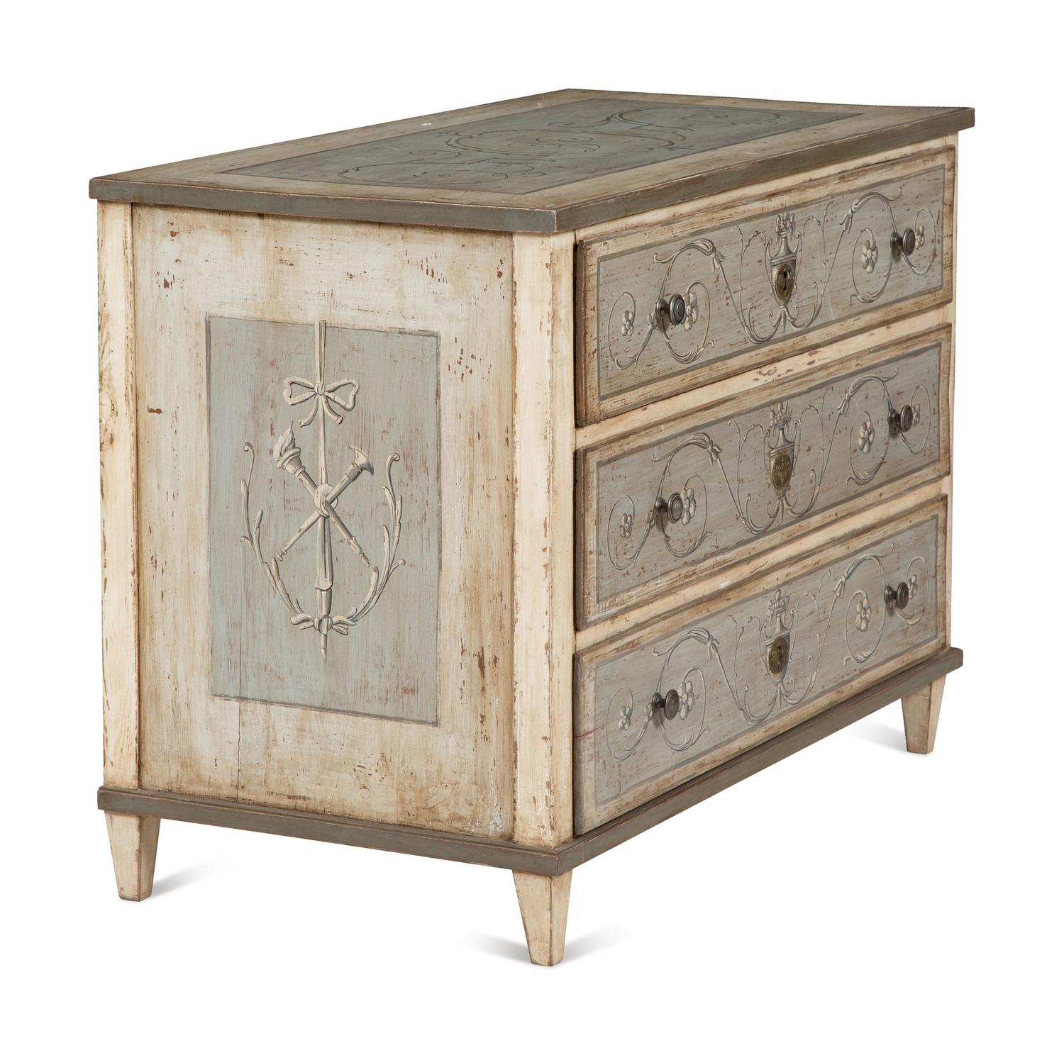 A North European Painted Chest of Drawers