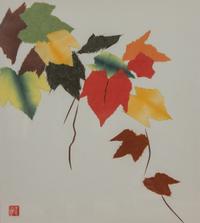 Artist Unknown, (20th century, Japanese), Maple Leaves and Flowers (two works)