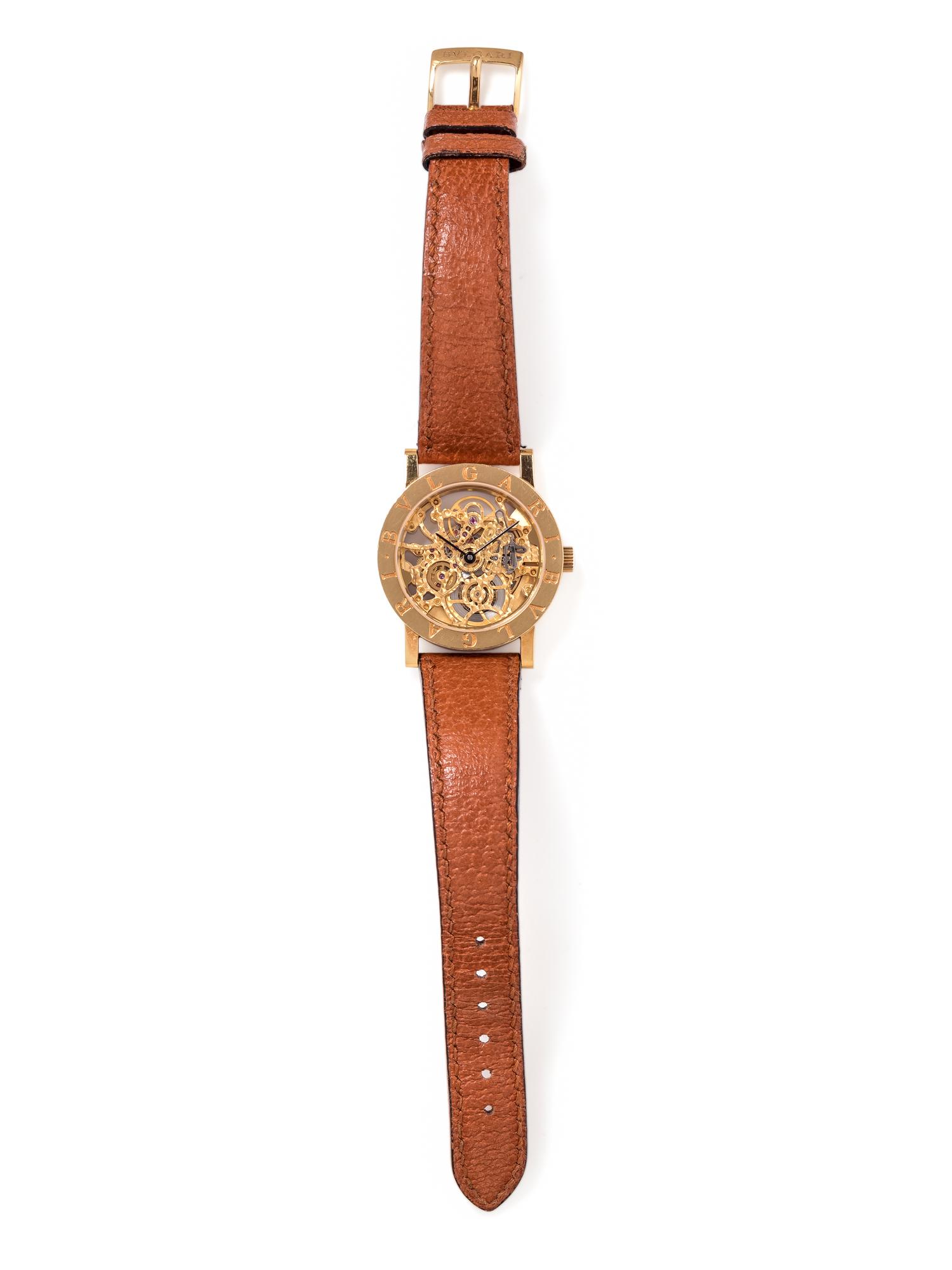 BVLGARI, 18K YELLOW GOLD SKELETON WRISTWATCH