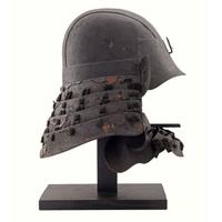 Edo-Period Japanese Hineno Kabuto with Contemporary Hanbo
