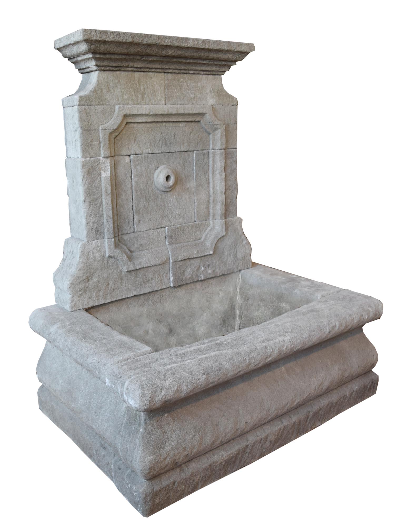 A Limestone Wall Fountain 44" W x 31" D x 55" H — France, 19th Century