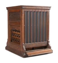 A J. & P. Coats Stenciled Oak Spool Cabinet