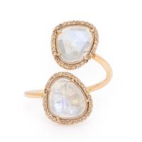 Labradorite, Diamond, and Yellow Gold Bypass Ring