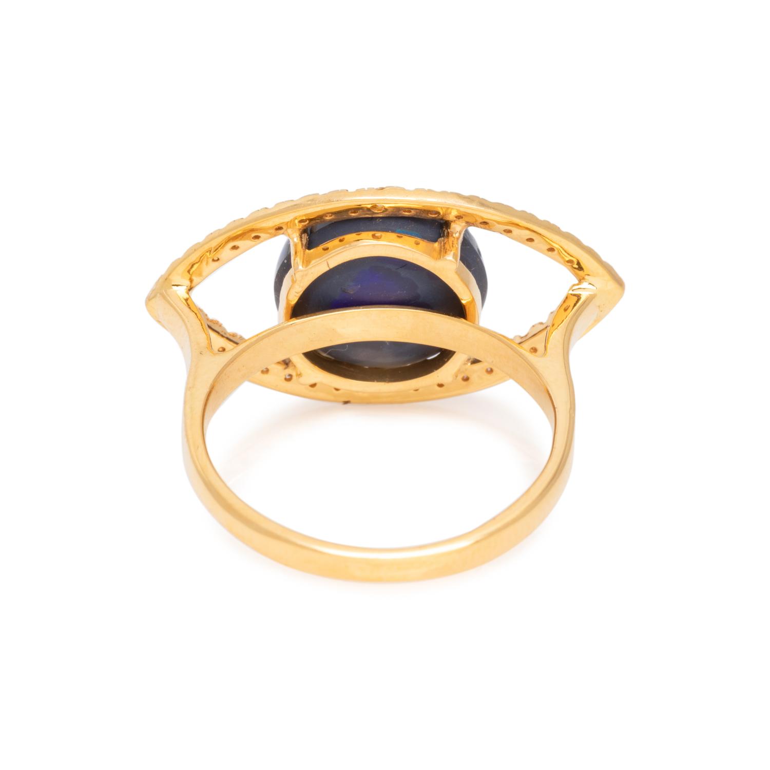 BLACK OPAL AND DIAMOND RING