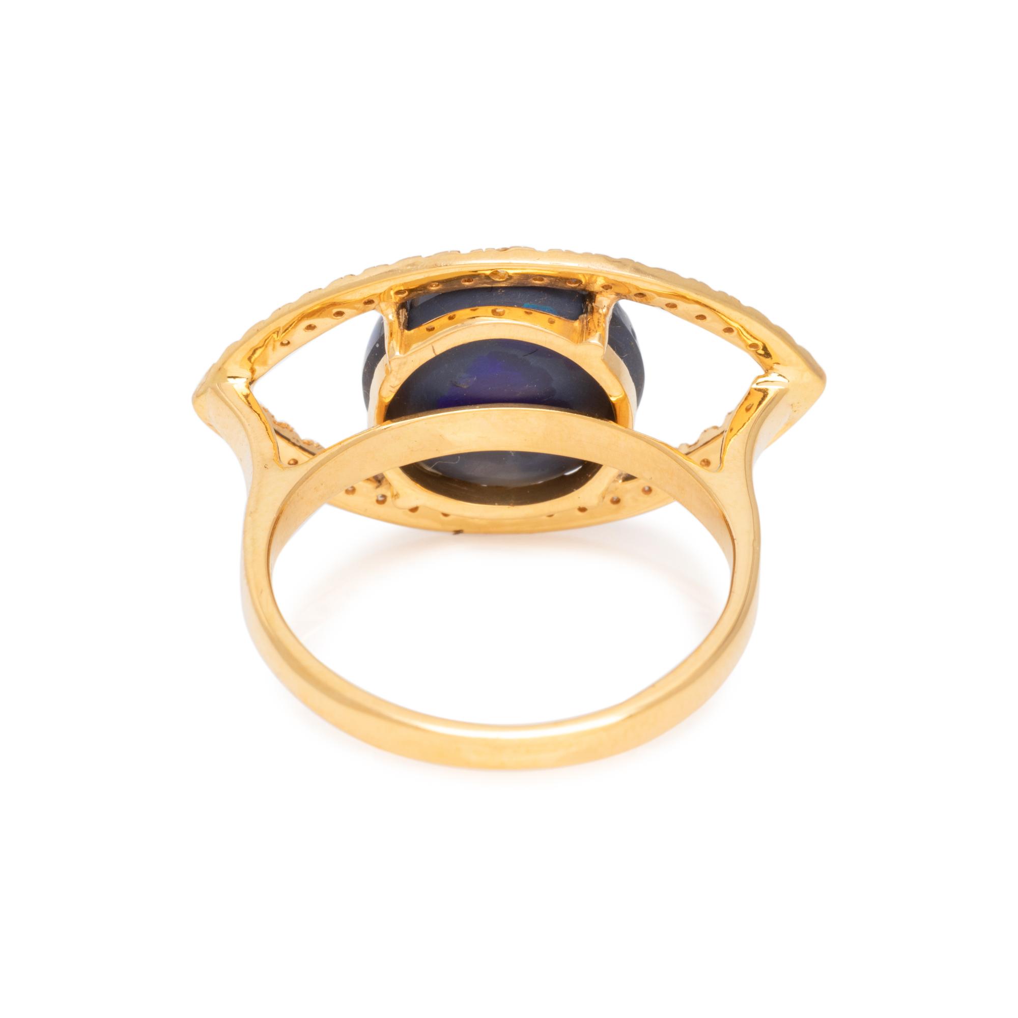 BLACK OPAL AND DIAMOND RING