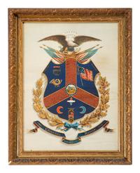 [CIVIL WAR]. Painted escutcheon identified to Private Charles Remy, 107th Ohio Volunteer Infantry.