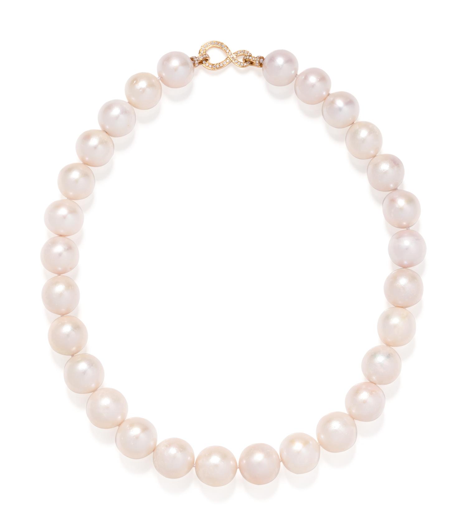 CULTURED SOUTH SEA PEARL AND DIAMOND NECKLACE