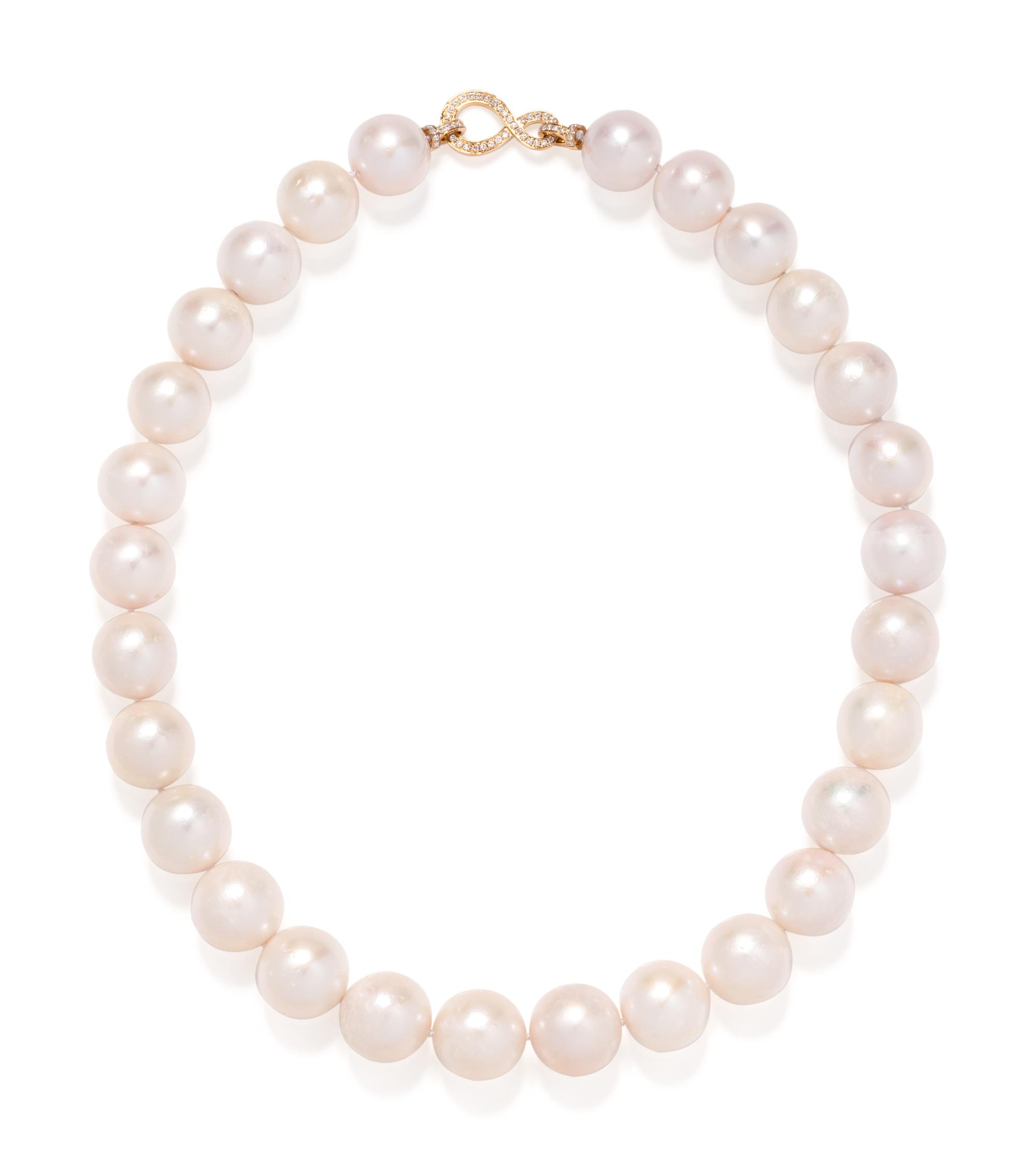 CULTURED SOUTH SEA PEARL AND DIAMOND NECKLACE