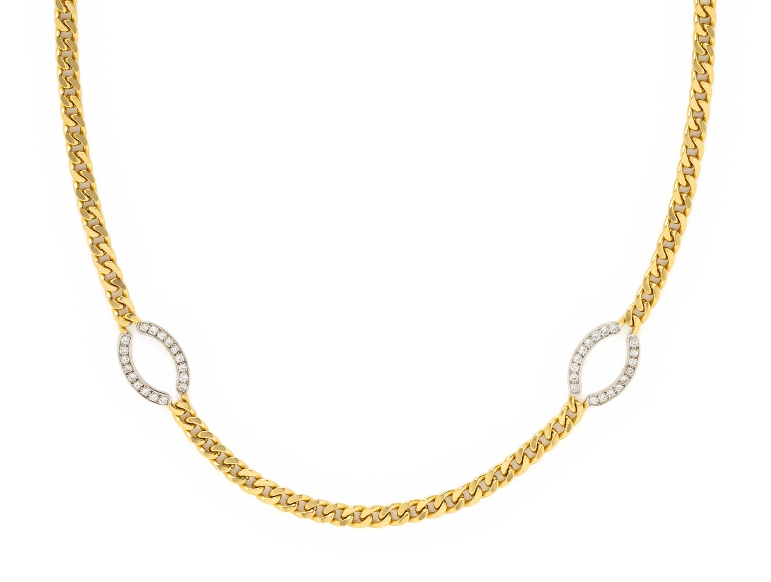 CHIMENTO, BICOLOR GOLD AND DIAMOND LONGCHAIN NECKLACE