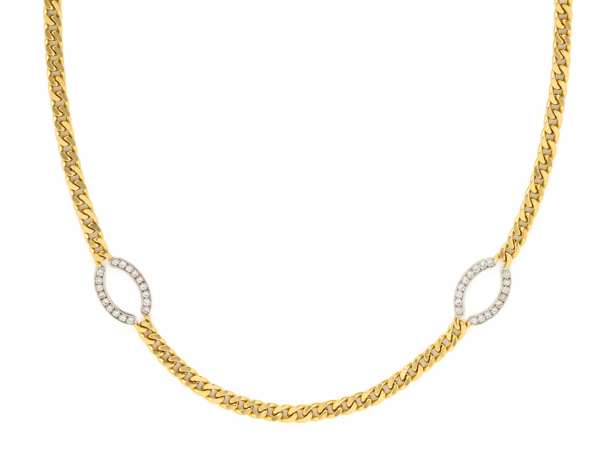 CHIMENTO, BICOLOR GOLD AND DIAMOND LONGCHAIN NECKLACE
