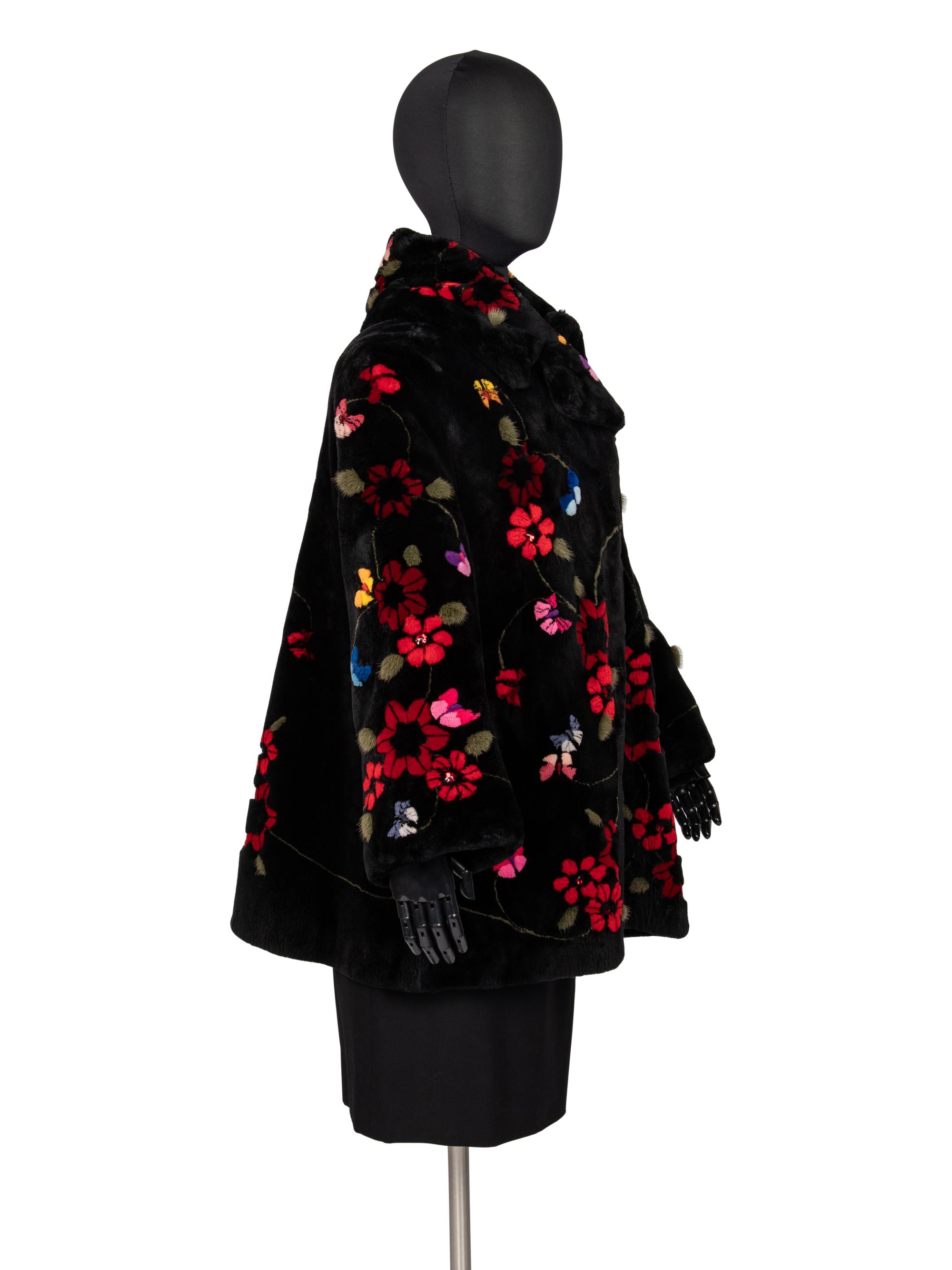 Zuki Sheared Beaver Jacket with Mink Intarsia, 1980-90s