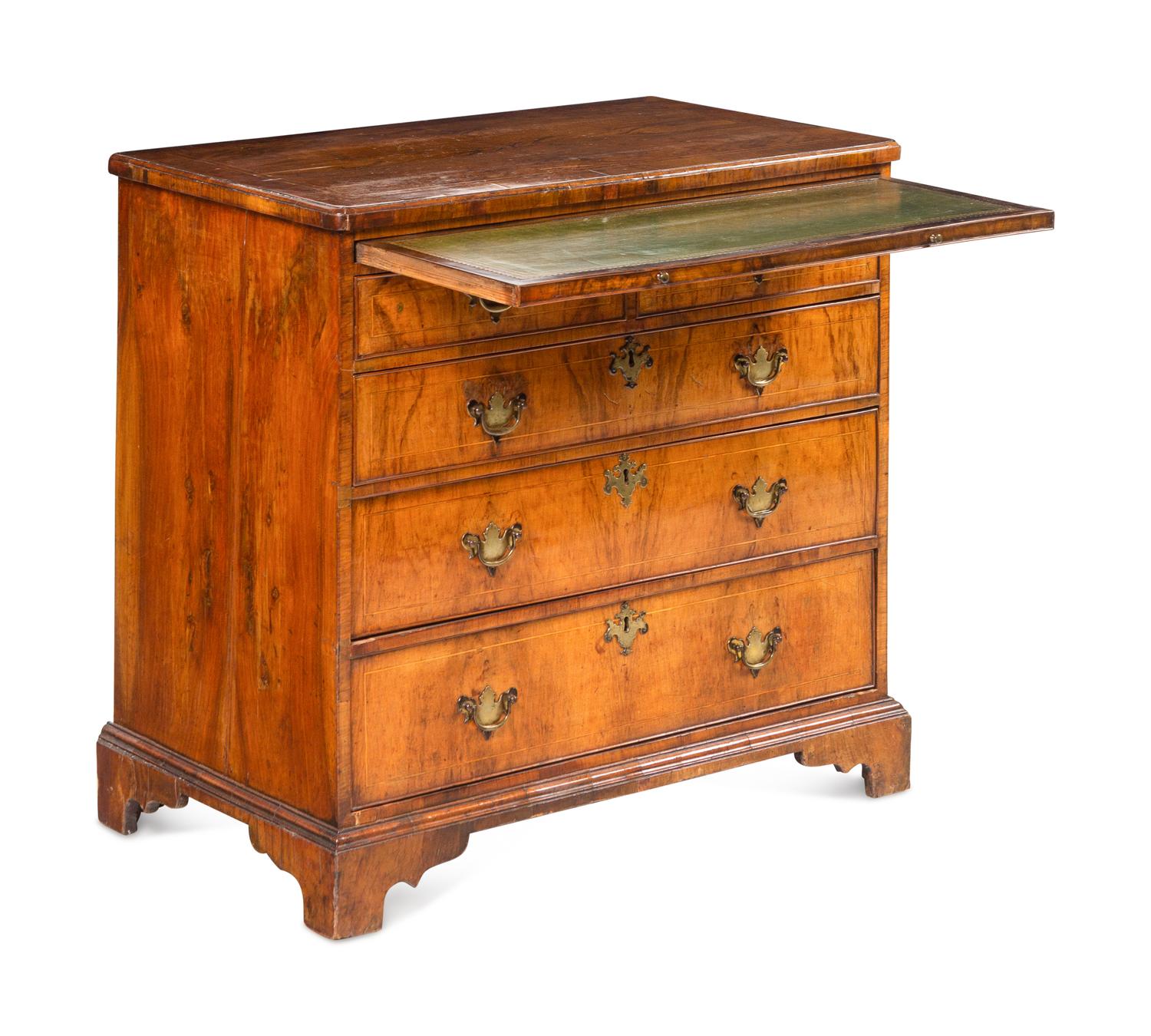 A George I Line-Inlaid Walnut Chest of Drawers