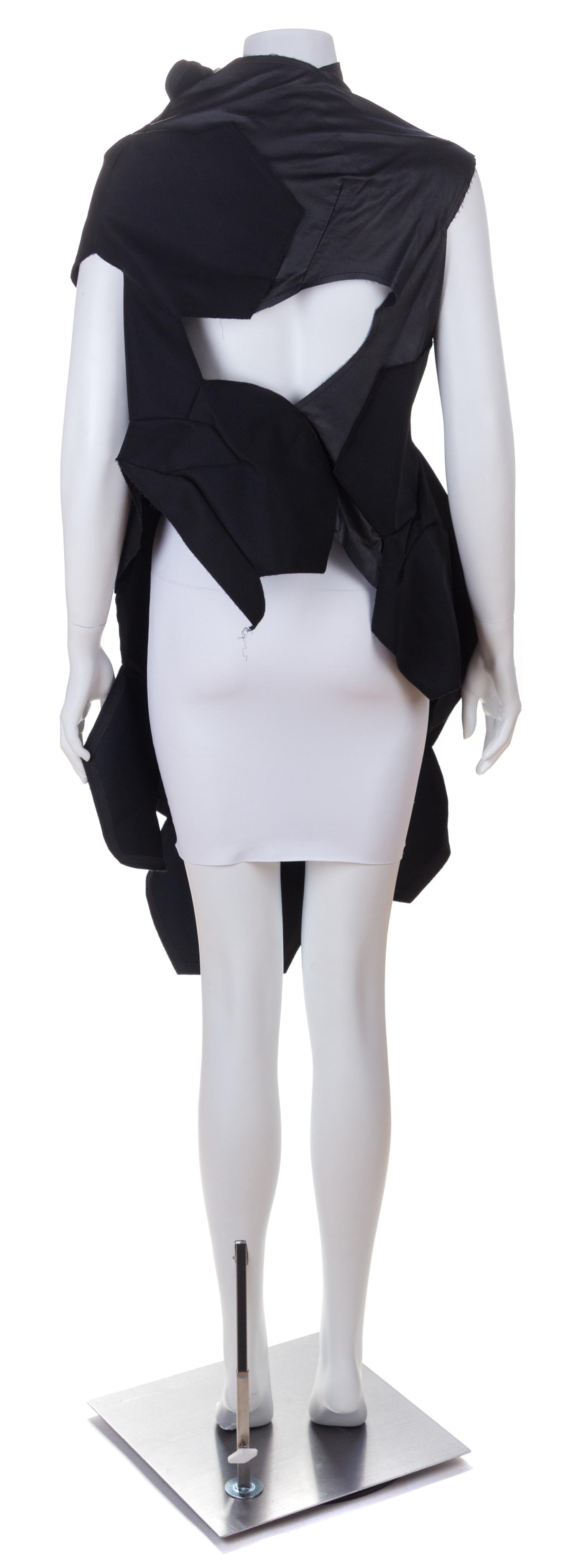 A Comme des Garcons Black Hexagonal Patch Tunic, Size S.