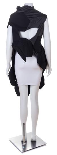 A Comme des Garcons Black Hexagonal Patch Tunic, Size S.