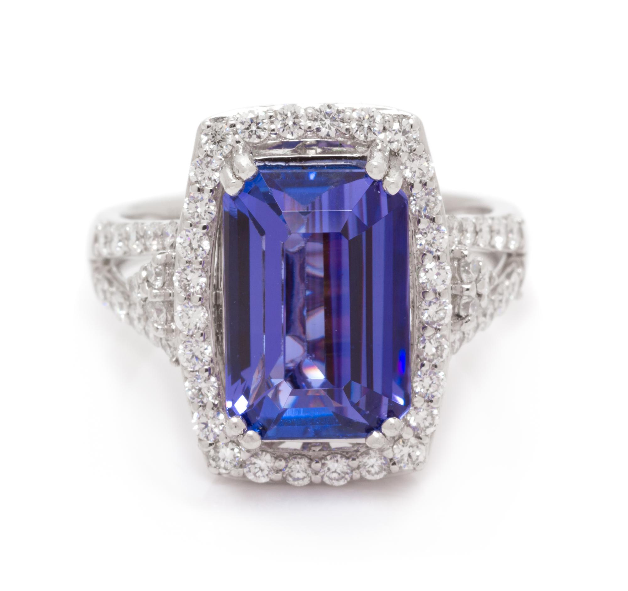 TANZANITE AND DIAMOND RING