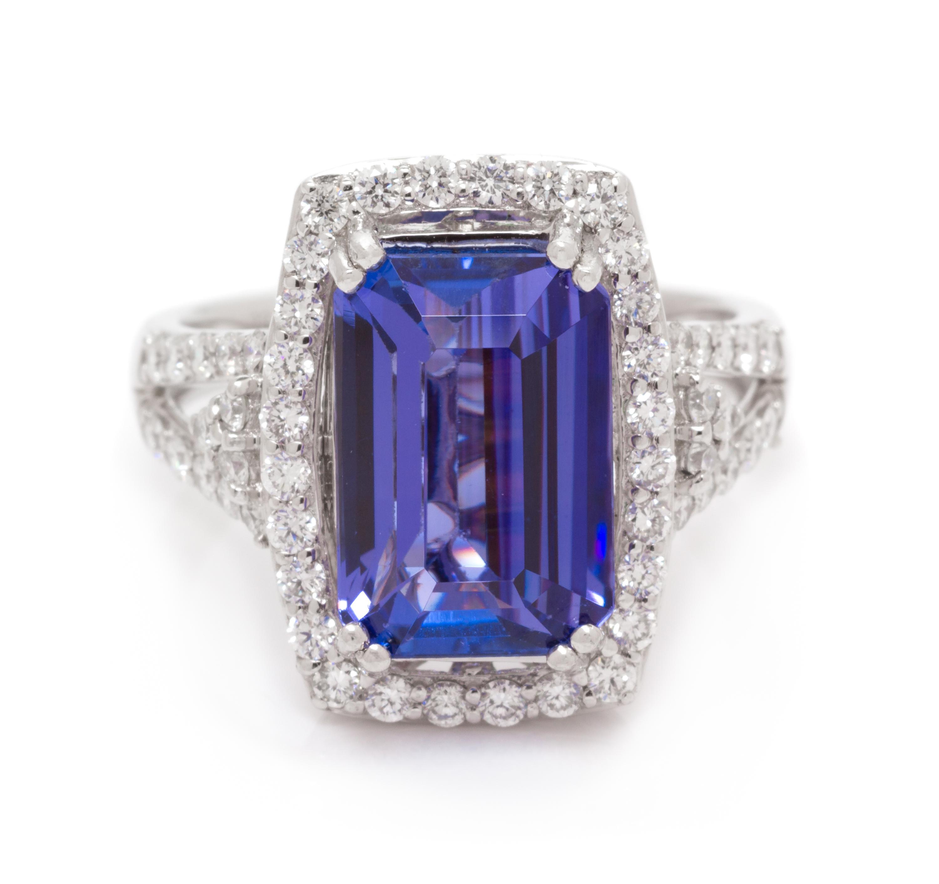 TANZANITE AND DIAMOND RING