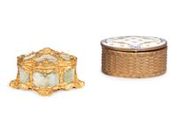 A Sèvres Style Porcelain Mounted Table Casket and a French Gilt Bronze Mounted Table Casket