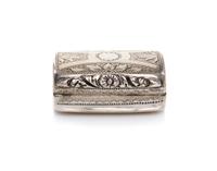 A George IV Silver Vinaigrette, Joseph Taylor, Birmingham, 1825, of rectangular, hinged form with foliate decoration.