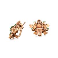 TIFFANY & CO., RETRO, EMERALD AND DIAMOND EARCLIPS