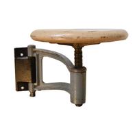 An Iron and Wood Swing Arm Stool 20" W x 11" D x 12 "H — United States, Circa 1930