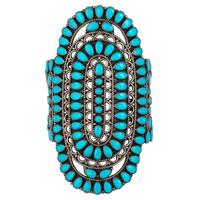 Large Sterling Silver and Turquoise Cluster Cuff Bracelet