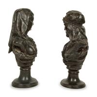 A Pair of Continental Cast Metal Busts — LATE 19TH/EARLY 20TH CENTURY