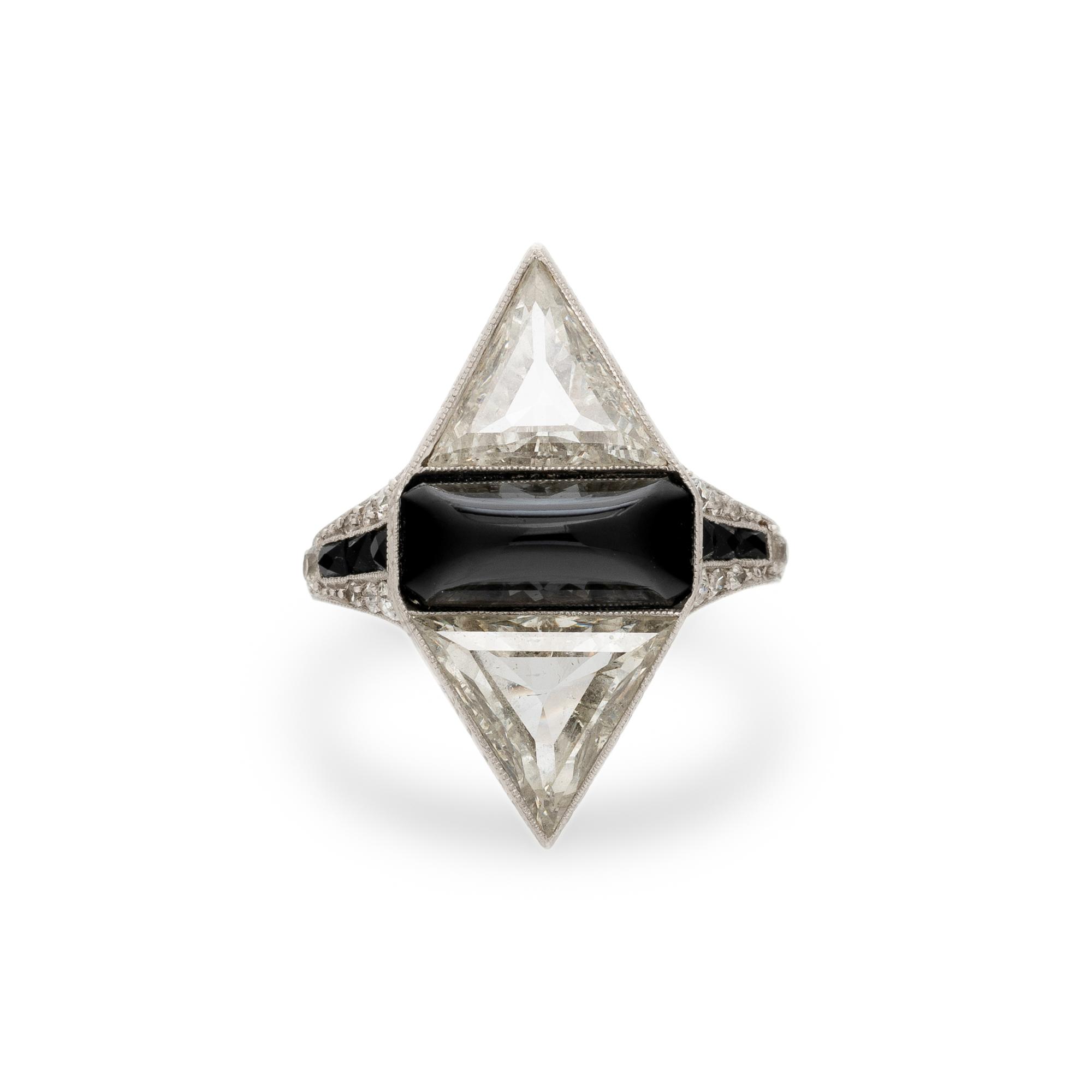 ART DECO, DIAMOND AND BLACK ONYX RING
