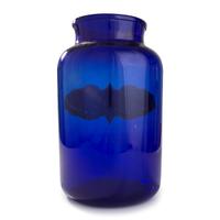 An English Painted Blue Glass Cannabis Apothecary Jar