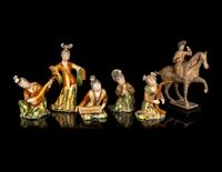 Six Chinese Tang-Style Pottery Figures