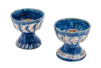 A Pair of Stoneware Candlesticks, Guido Gambone Height 3 5/8 inches.