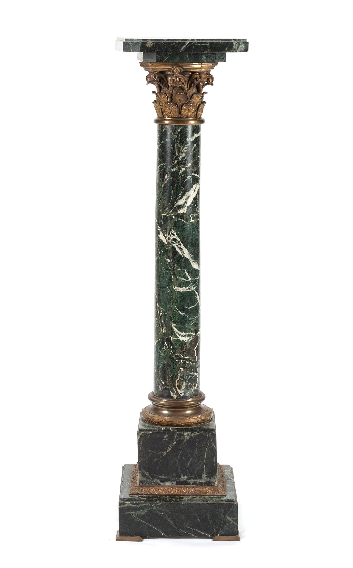 A French Gilt Bronze Mounted Marble Pedestal Height 49 1/2 inches. — 19TH CENTURY