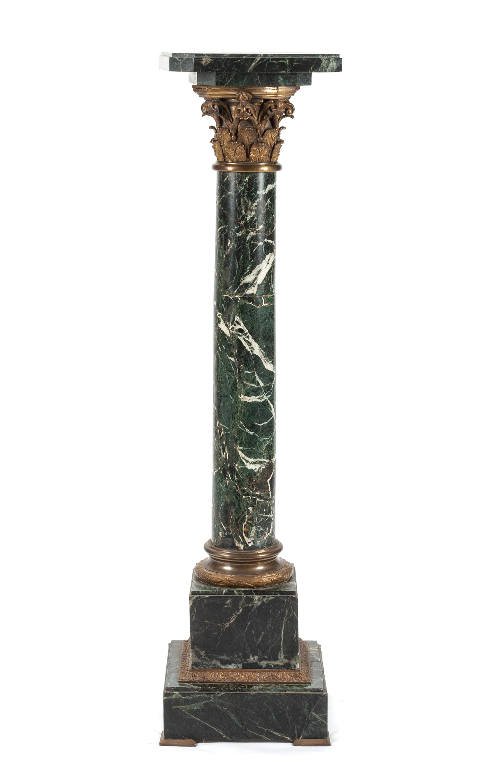 A French Gilt Bronze Mounted Marble Pedestal Height 49 1/2 inches. — 19TH CENTURY