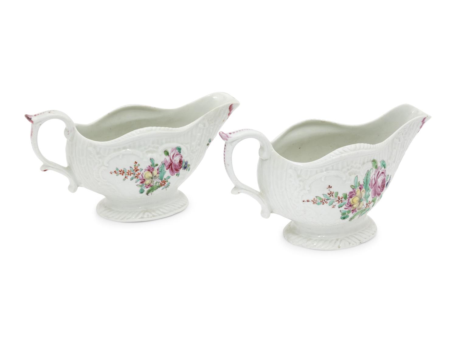 A Pair of Liverpool Porcelain Sauceboats