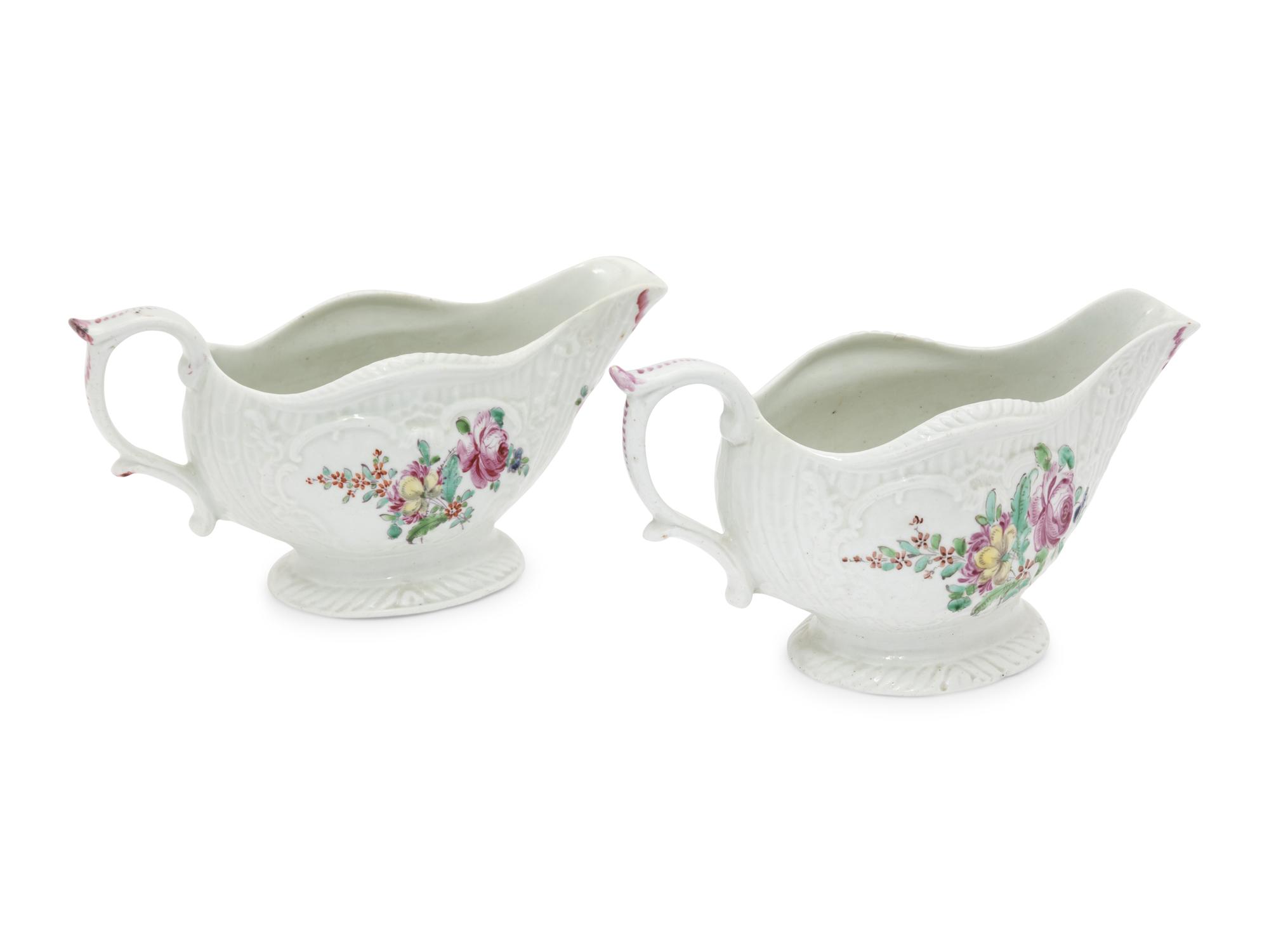 A Pair of Liverpool Porcelain Sauceboats
